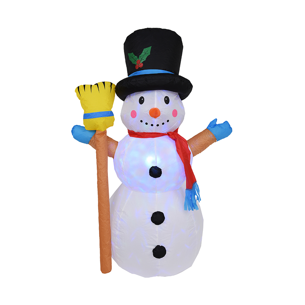 Bonhomme de neige extérieur gonflable de balai de Noël de 120cm (lumières menées colorées de rotation)