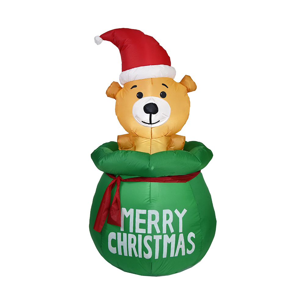 Décoration extérieure d'ours en peluche gonflable de Noël de 150 cm (lumières LED intégrées)