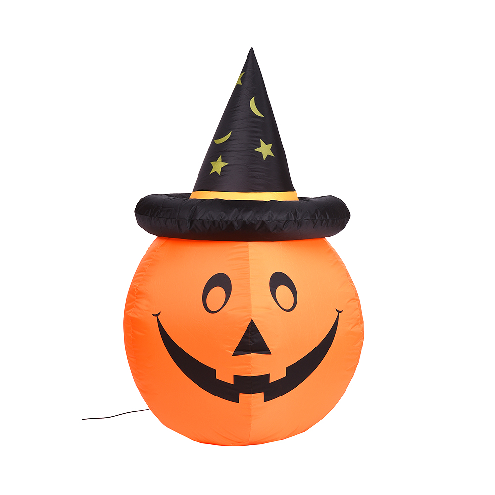 120 cm Halloween chapeau de sorcier gonflable citrouille décoration extérieure (led intégrée)