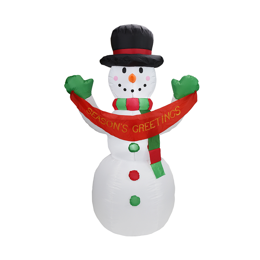 Bonhomme de neige gonflable de Noël de 180cm tenir la décoration extérieure de bannière (led intégrée)