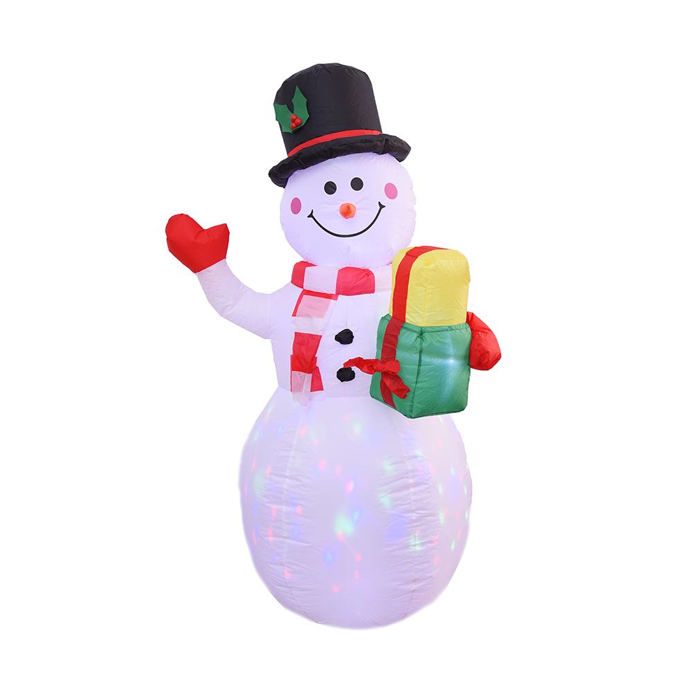 Bonhomme de neige gonflable de Noël de 150 cm avec des cadeaux en plein air (lumières led à rotation colorée)