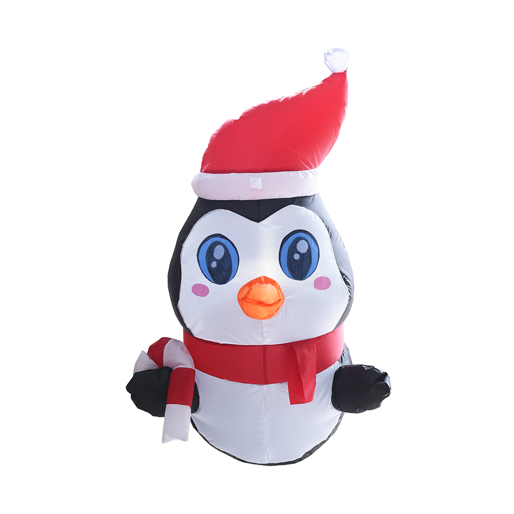 Pingouin extérieur de décoration gonflable de Noël de 90 cm se penchant de la fenêtre (led intégrée)