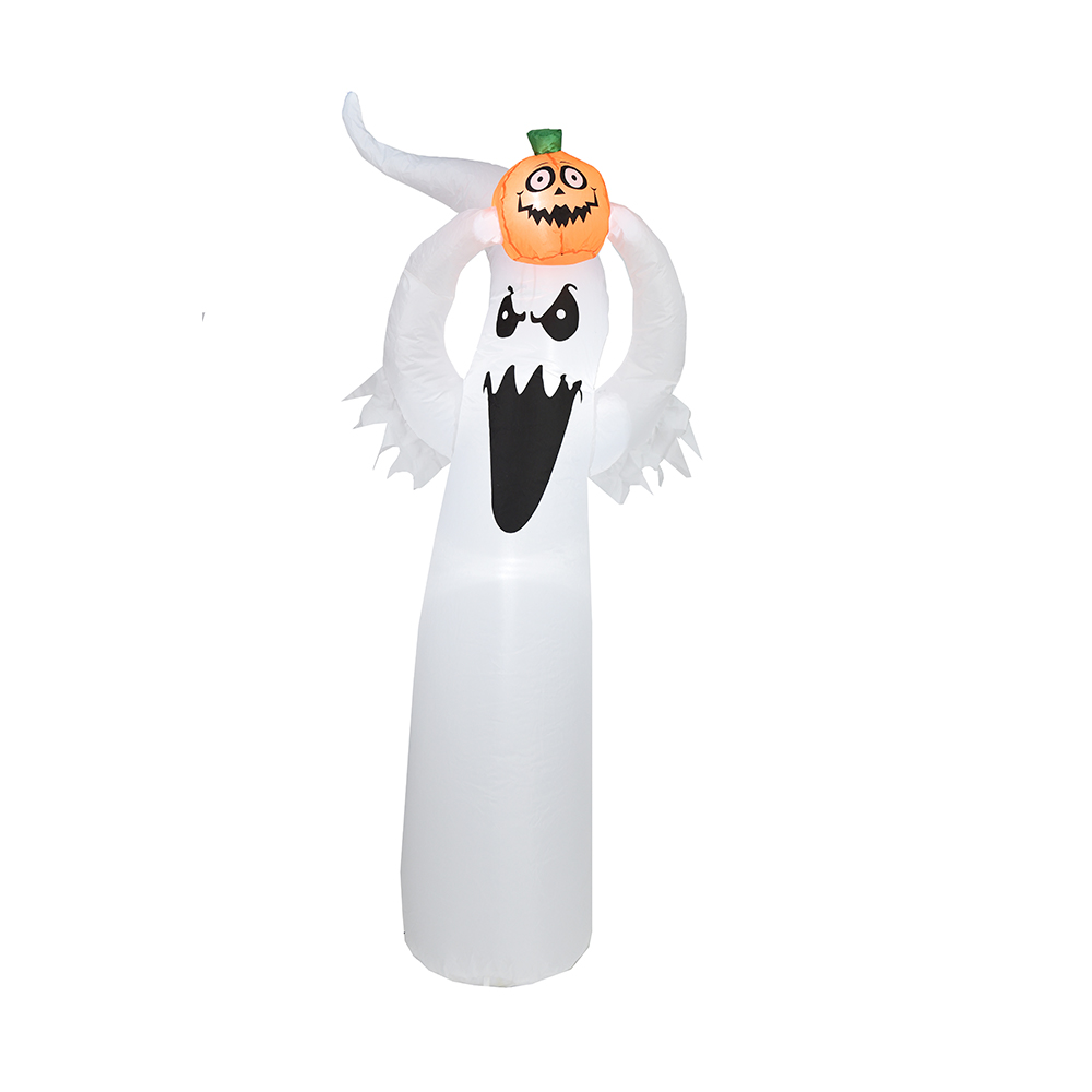 180cm Halloween fantôme blanc gonflable tenir la décoration extérieure de citrouille (led intégrée)